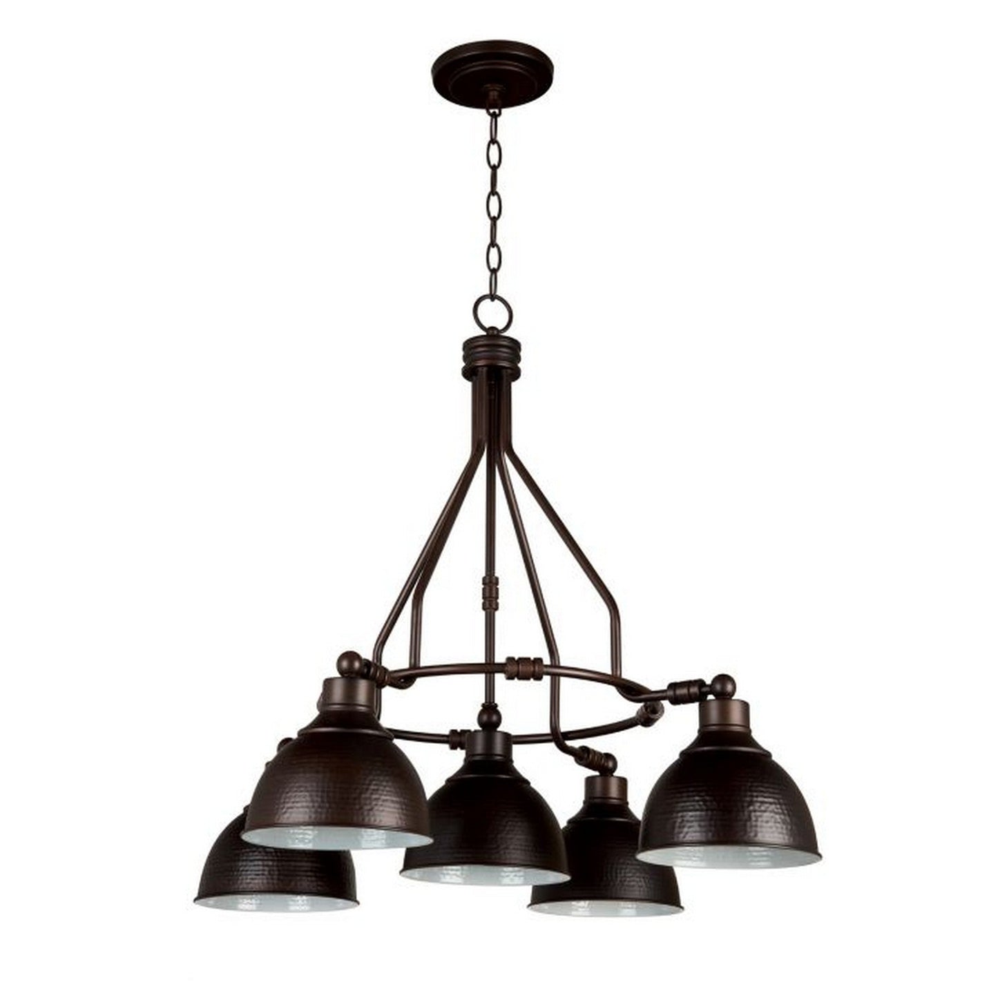 Craftmade Timarron 30" 5-Light Aged Brushed Bronze Light Down Chandelier With Hammered Metal Shades