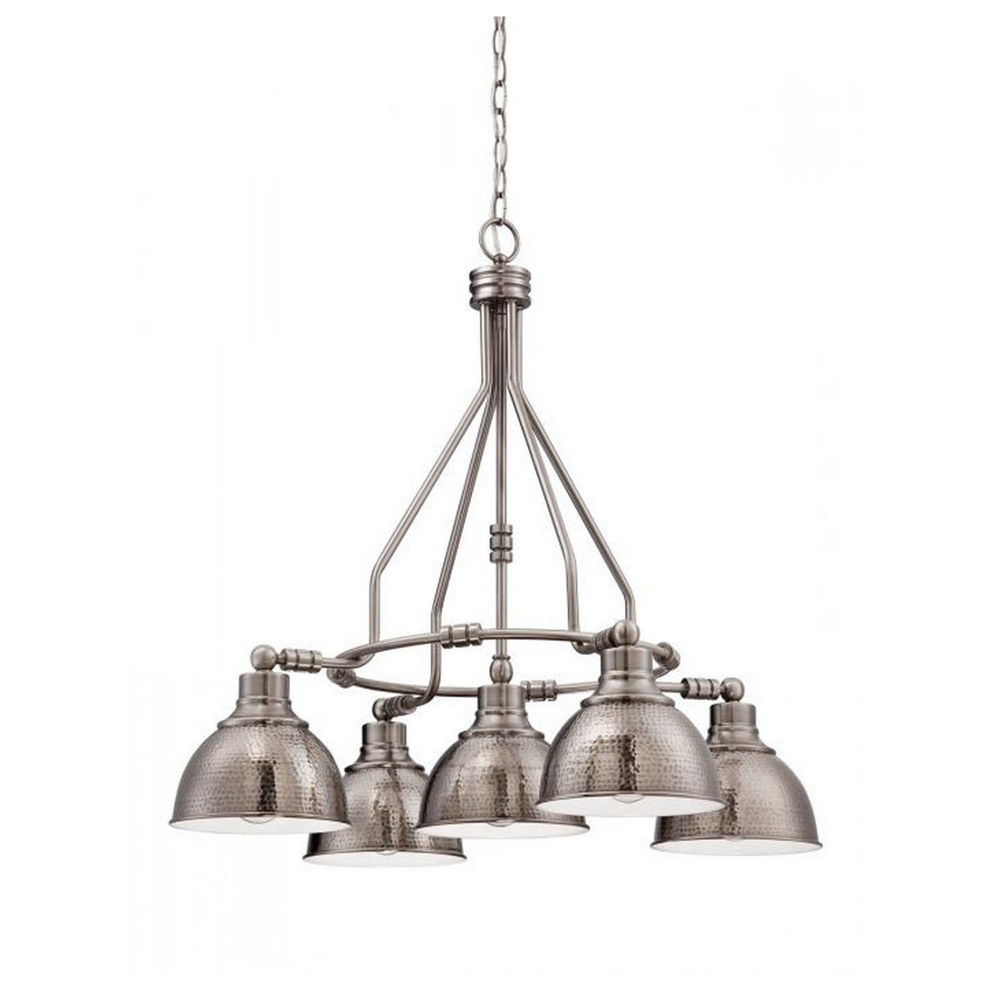 Craftmade Timarron 30" 5-Light Antique Nickel Light Down Chandelier With Hammered Metal Shades