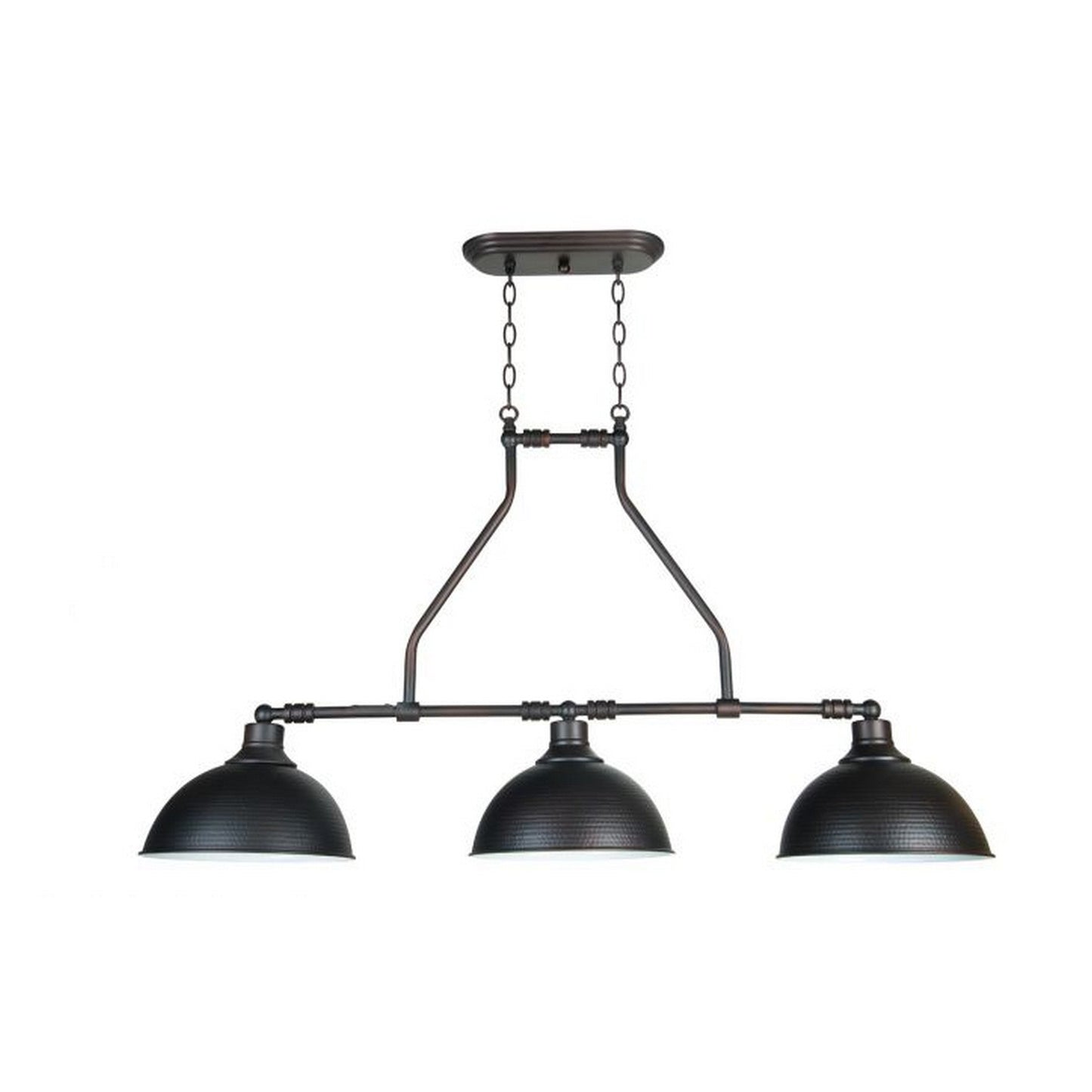 Craftmade Timarron 43" 3-Light Aged Brushed Bronze Kitchen Island Light With Hammered Metal Shades