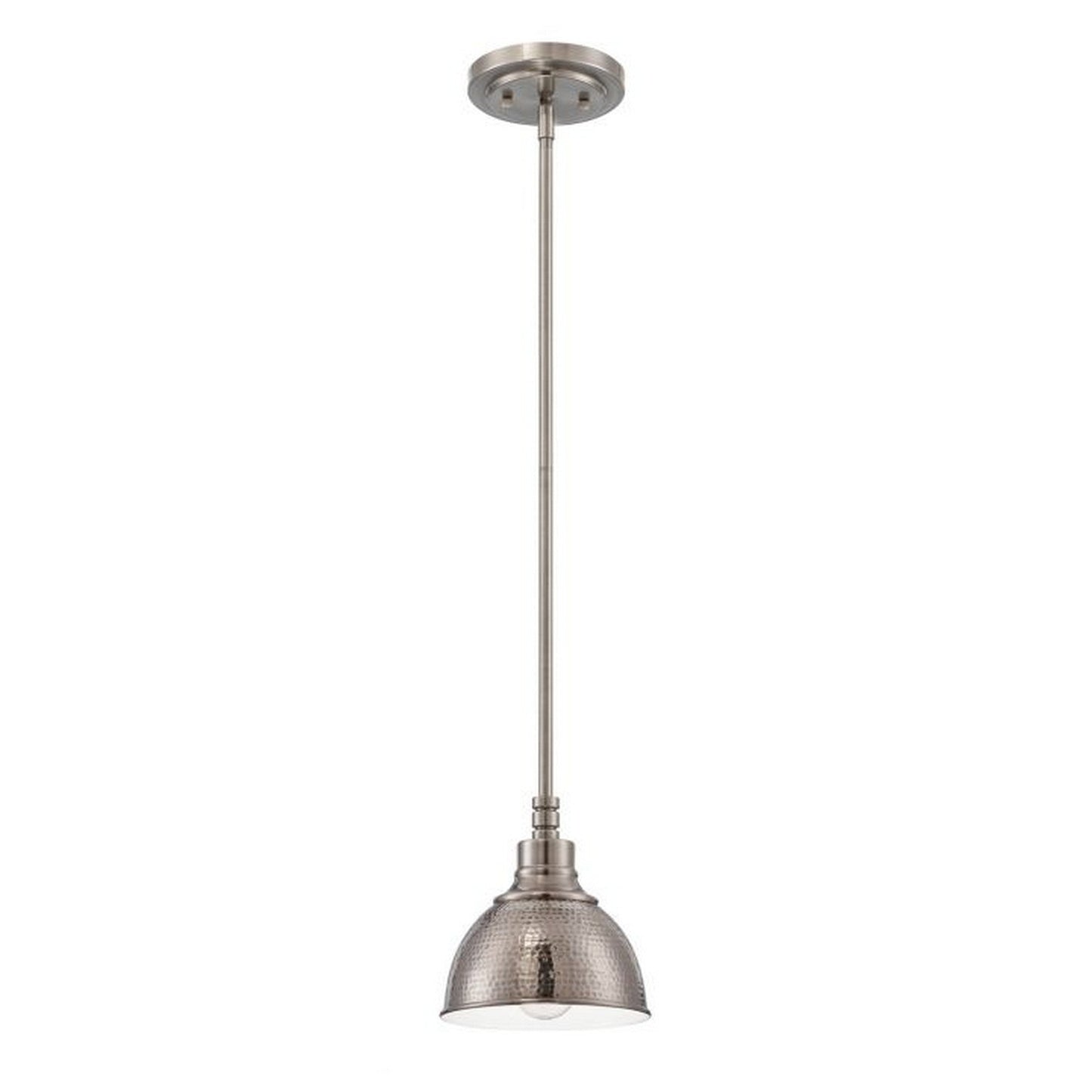 Craftmade Timarron 8" 1-Light Antique Nickel Mini-Pendant Light With Hammered Metal Shade