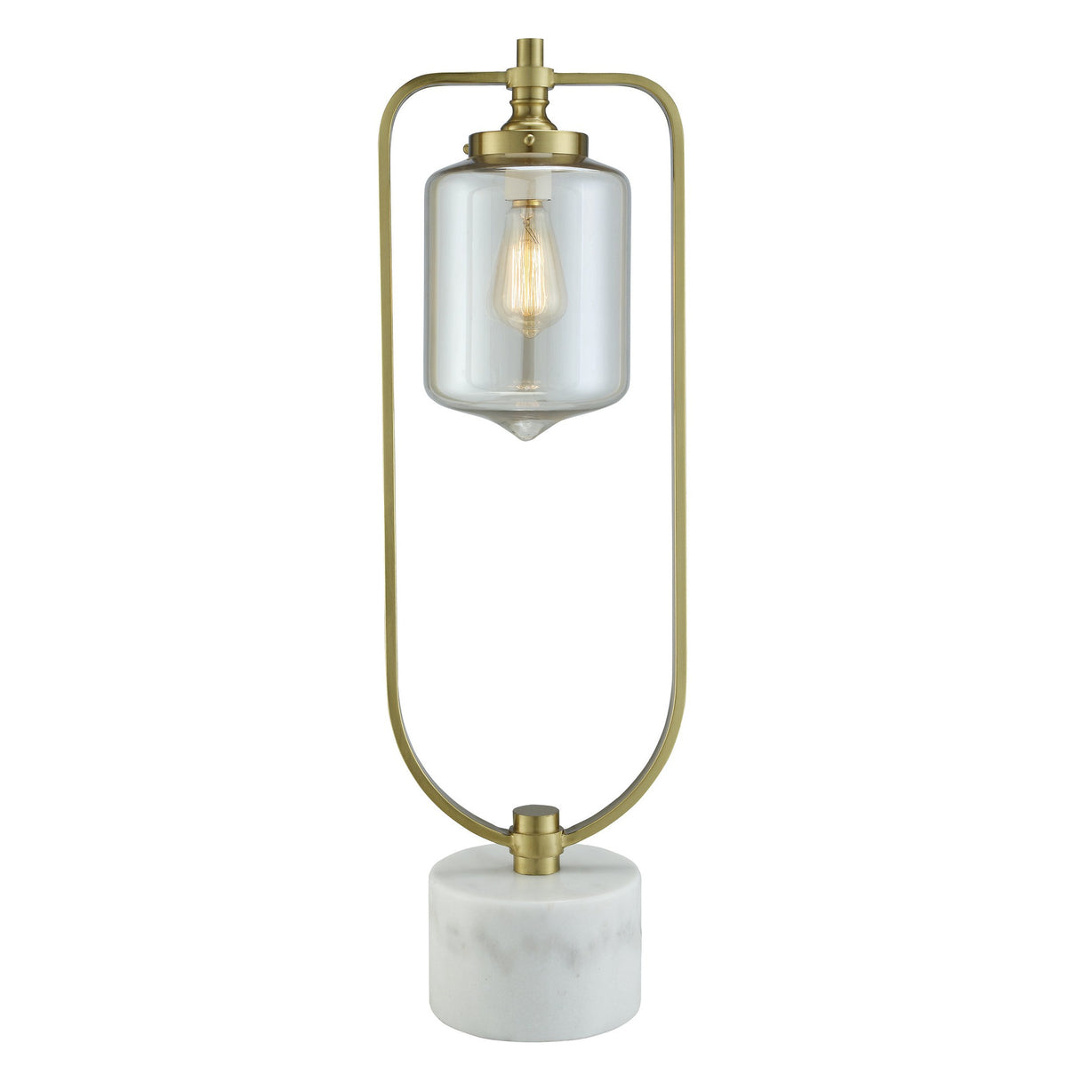 Crestview Collection Barclay 33" Modern Marble Metal And Glass Table Lamp In White Marble And Soft Brass Finish With Champagne Glass Shade