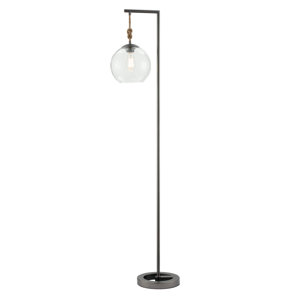 Crestview Collection Brooks 66" Modern Metal Floor Lamp In Gunmetal Finish With Glass Globe Shade