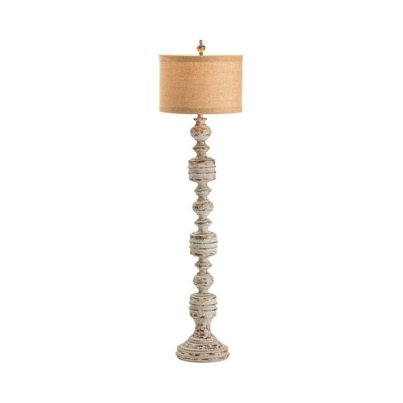 Crestview Collection Brunello 70" Rustic Resin Floor Lamp In Stone Washed Bronze Finish With Gold Linen Burlap Shade