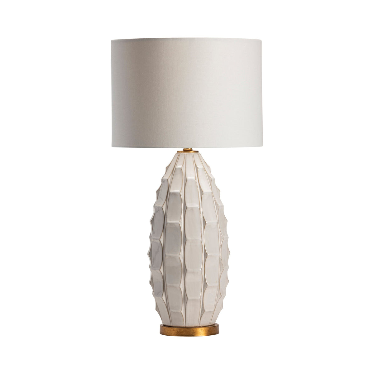 Crestview Collection Cambridge 35" Transitional Ceramic Table Lamp In White Washed And Gold Leaf Finish With White Linen Shade