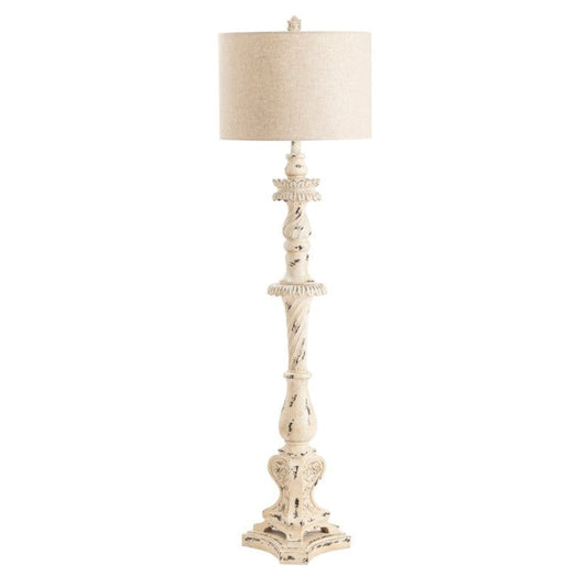 Crestview Collection Catalina 67" Traditional Resin Floor Lamp In White Wash Finish With Oatmeal Linen Shade
