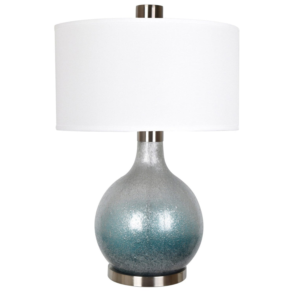 Crestview Collection Celest 32" Traditional Glass And Metal Table Lamp In Blue And Silver Glass And Brushed Nickel Finish With White Faux Silk Shade