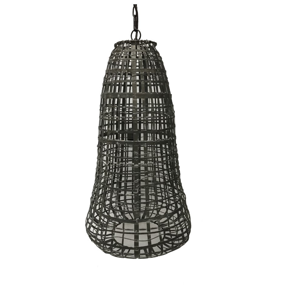 Crestview Collection Clancy 28" Rustic Metal Pendant Lamp In Black Finish