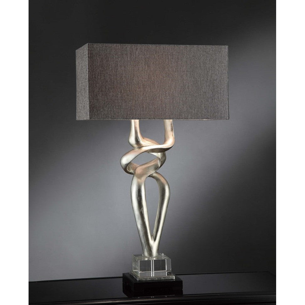 Crestview Collection Coventry 37" Modern Resin And Crystal Table Lamp In Silver Leaf And Crystal Finish With Natural Linen Shade