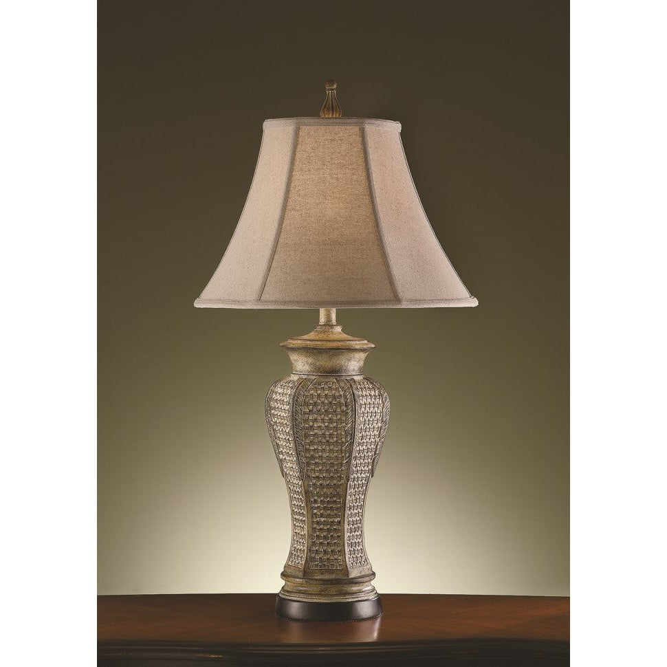 Crestview Collection Cypress 32" Traditional Resin Table Lamp In Pickled Pine And Green Finish With Natural Linen Fabric Shade