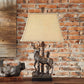 Crestview Collection Deer 27" Rustic Resin Table Lamp In Bronze Finish With Burlap Shade