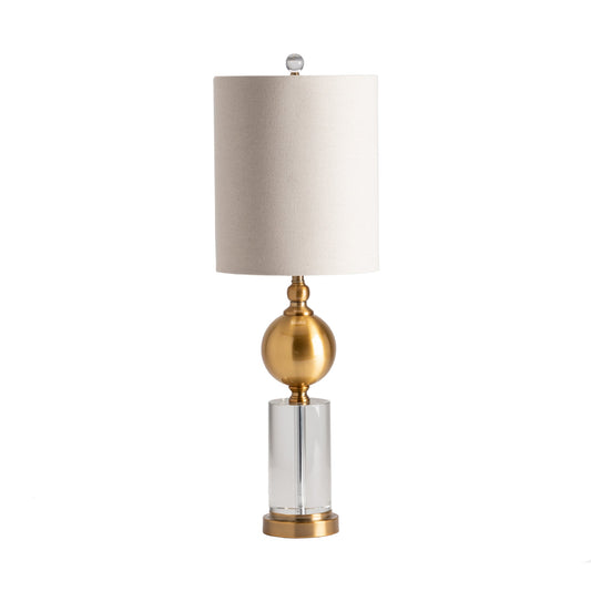 Crestview Collection Dupuis 30" Transitional Crystal And Metal Table Lamp In Crystal And Brass Finish With Oatmeal Linen Shade