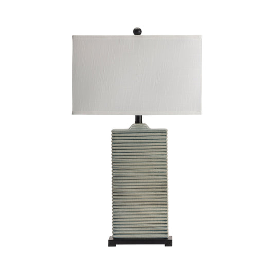 Crestview Collection Elam 31" Transitional Ceramic And Metal Table Lamp In Blue Grey Ceramic Finish With White Linen Shade