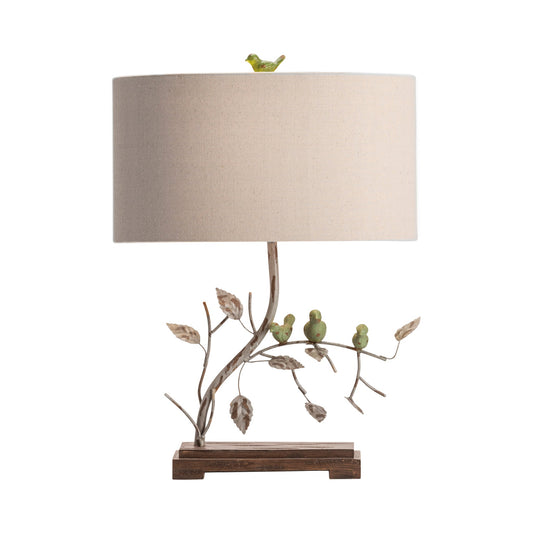 Crestview Collection Ella 23" Traditional Resin And Metal Table Lamp In Antique Green And Blue Finish With Oval Linen Shade