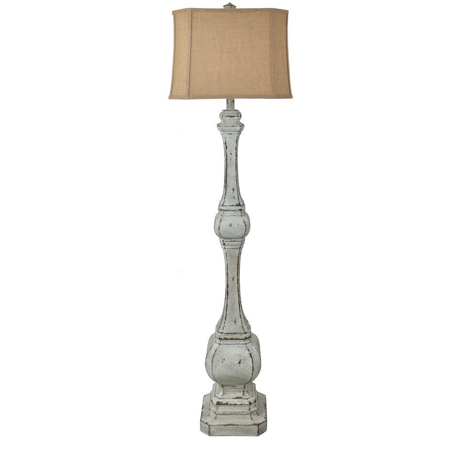 Crestview Collection Mesa 67" Rustic Resin Floor Lamp In Aged Sand Stone Finish With Burlap Shade