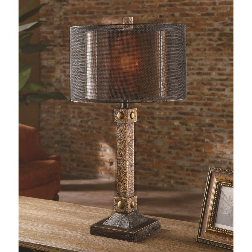 Crestview Collection Montana 31" Rustic Resin Table Lamp In Copper Bronze Finish With Metal And Mica Shade