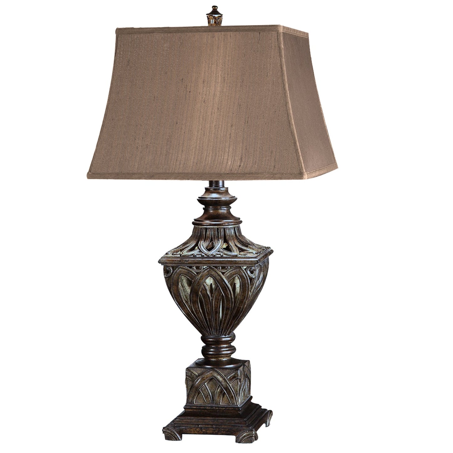 Crestview Collection Monticello 35" Traditional Resin Table Lamp In Rich Bronze Finish With Brown Square Shade