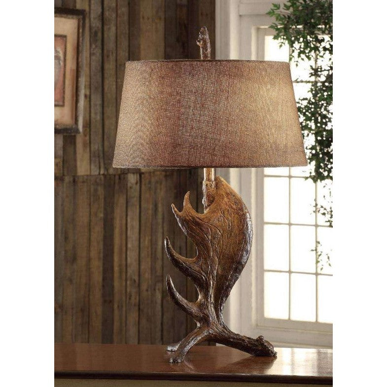 Crestview Collection Moose Shed 30" Rustic Resin Table Lamp In Moose Brown Finish With Antique Burlap Shade