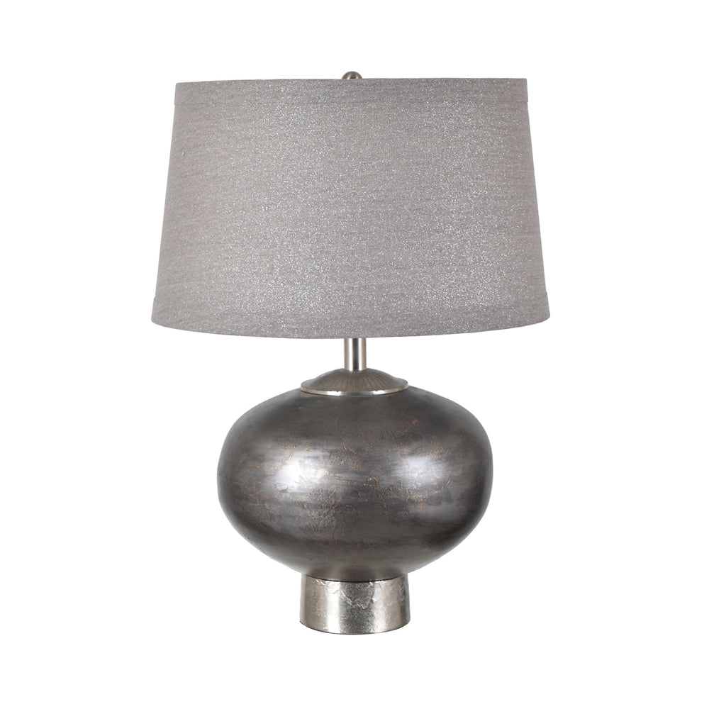 Crestview Collection Morrow 24" Transitional Iron And Aluminum Table Lamp In Bronze And Nickel Finish With Grey Linen Shade