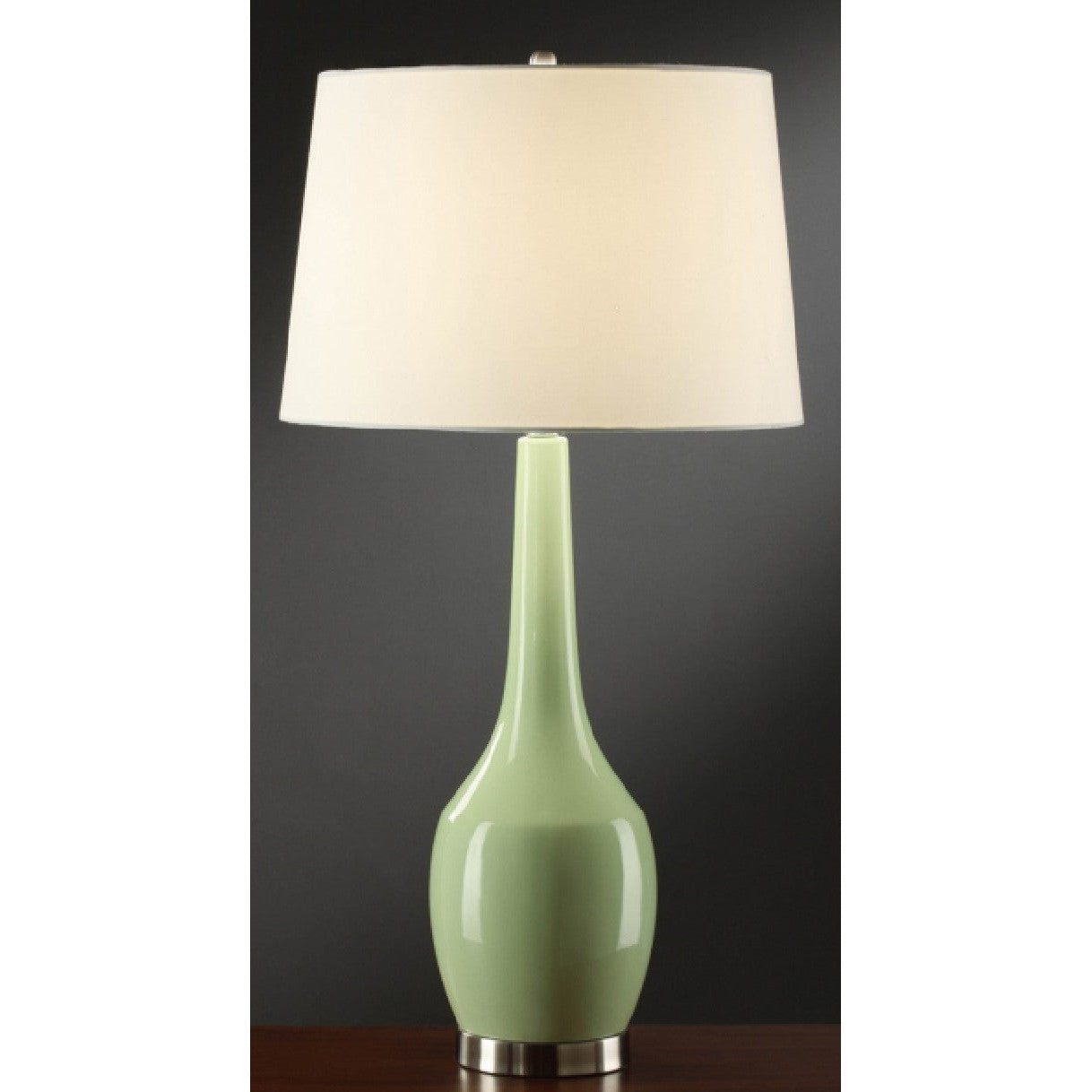 Crestview Collection Nina 29" Transitional Ceramic And Metal Table Lamp In Celery Green Finish With Hardback White Fabric Drum Shade