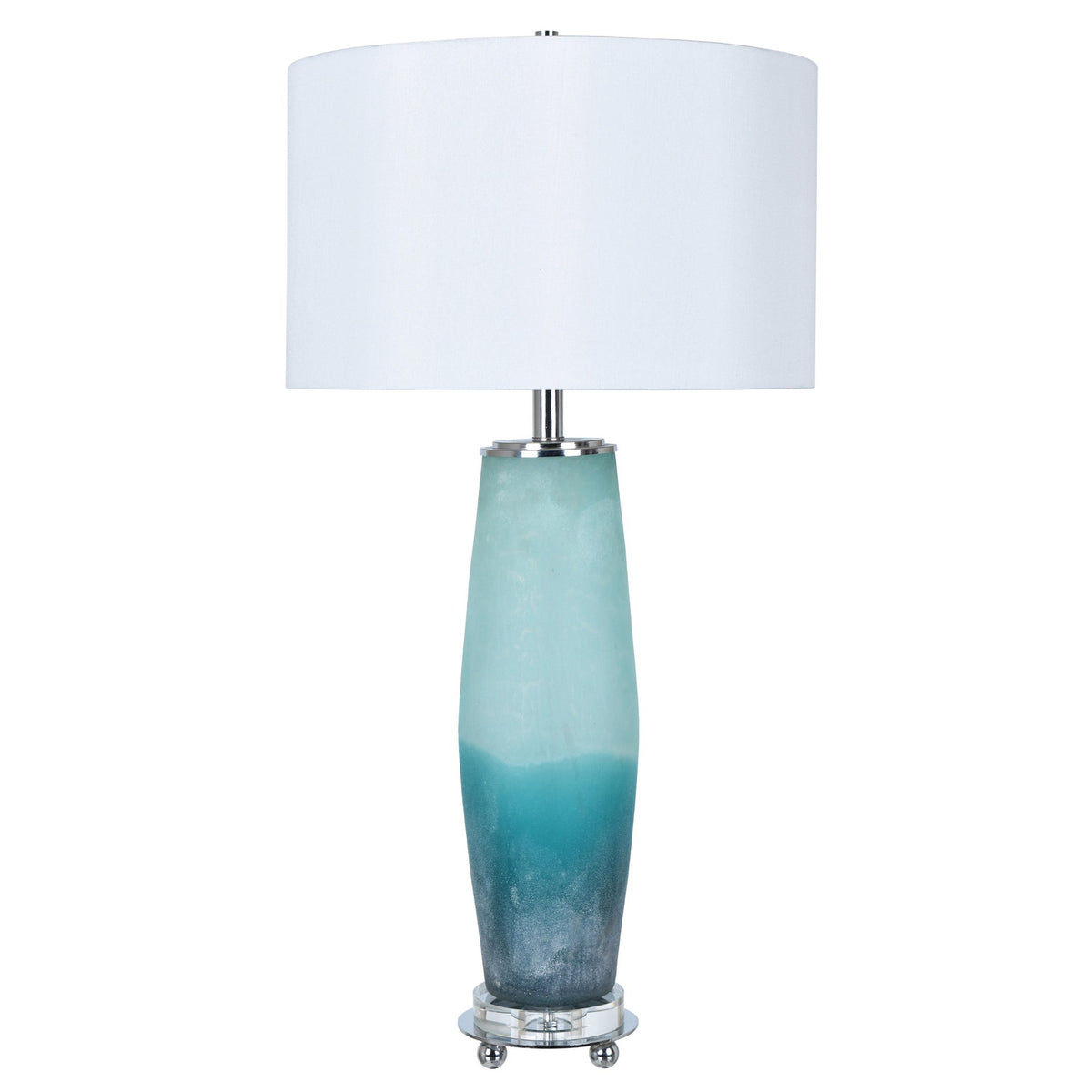 Crestview Collection Seaside 33" Transitional Glass And Metal Table Lamp In Frosted Sea Finish With White Silk Shade