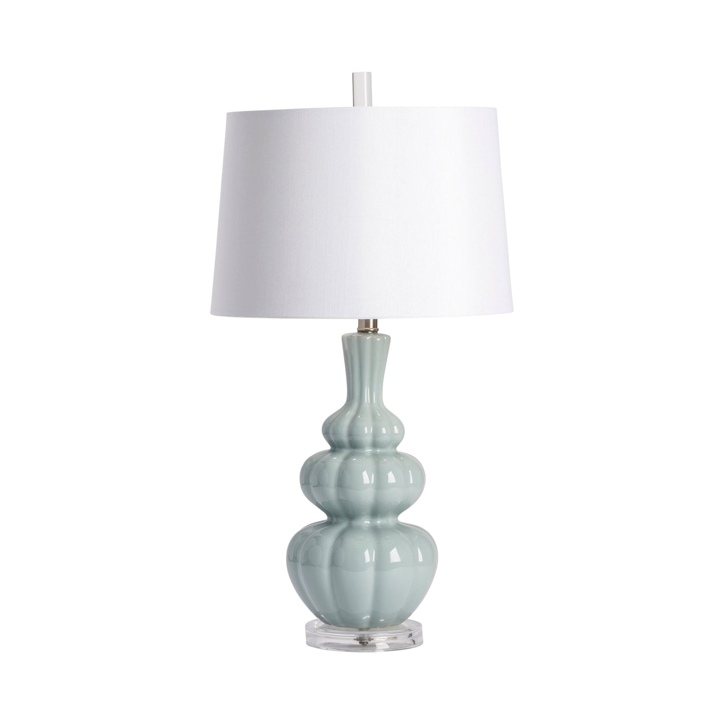Crestview Collection Strata 29" Transitional Ceramic And Crystal Table Lamp In Pale Blue Finish With White Linen Shade