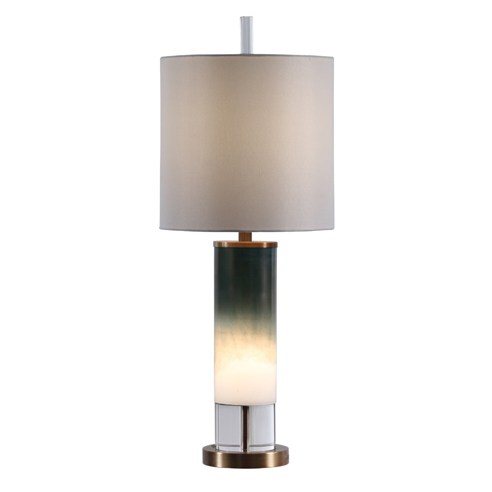 Crestview Collection Wyatt 34" Transitional Glass Crystal And Metal Table Lamp In Brown Glazy And Antique Brass Finish With White Linen Cylinder Shade And Night Light