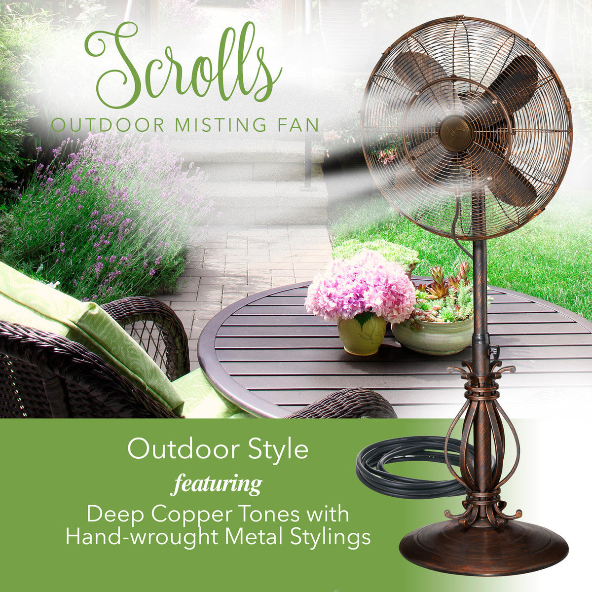 Deco Breeze Design Aire Prestigious 51" Brown Adjustable Height Indoor & Outdoor Pedestal Floor Fan With Misting Kit