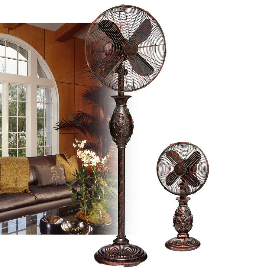 Deco Breeze Fleur De Lis 23" Brown Pedestal Table Fan