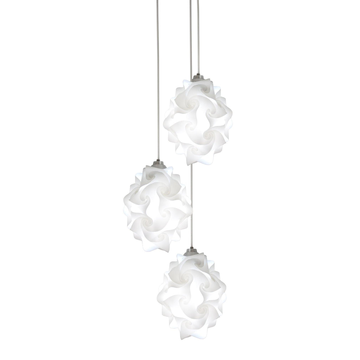 EQ Light Chi 9" White 3-Light Modern Geometric Pendant Light