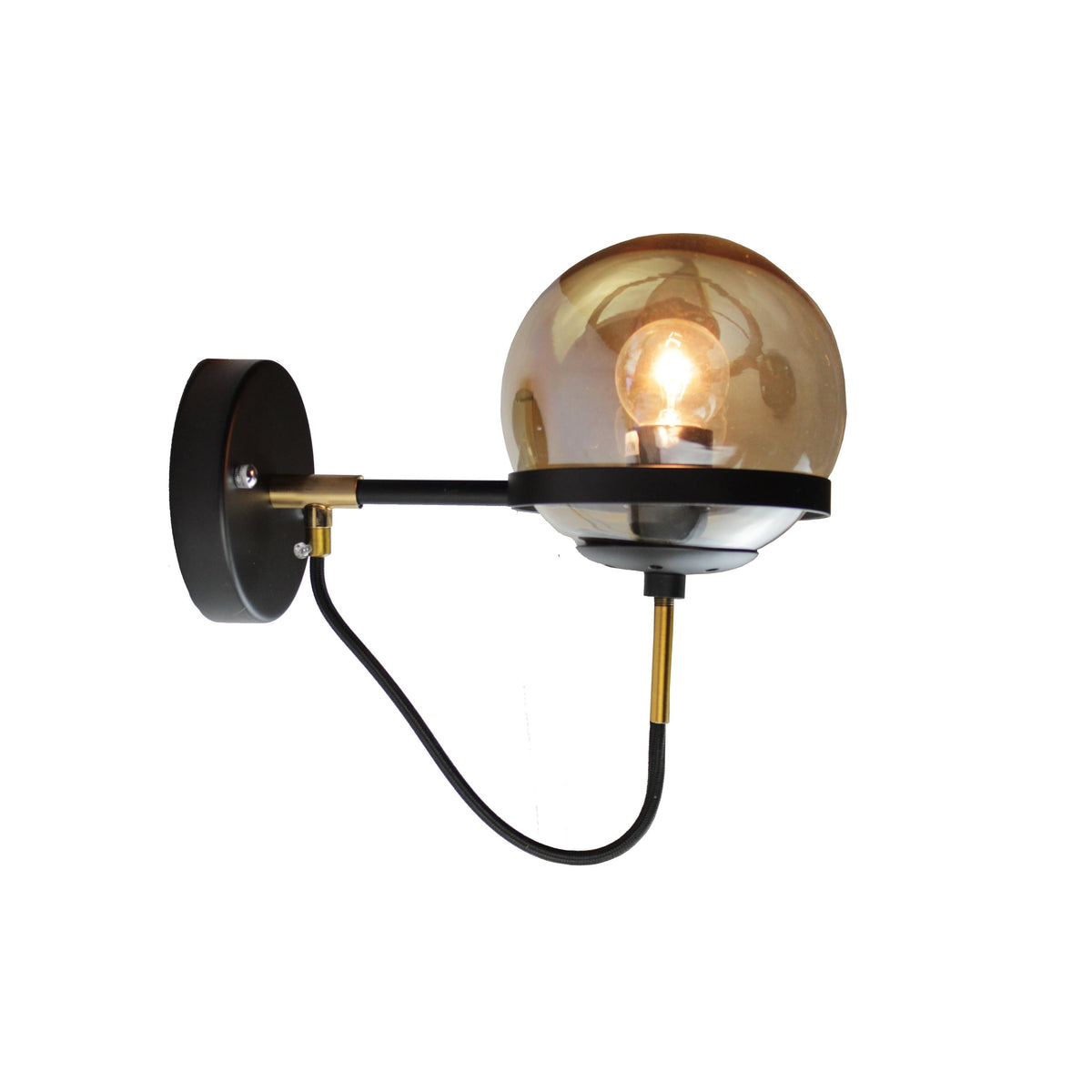 EQ Light Industrial 11" Black Globe Wall Sconce