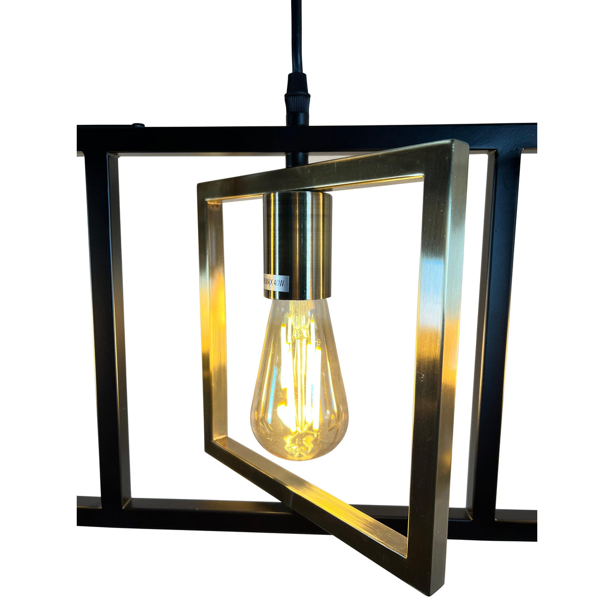 EQ Light Itzae 40" Black & Satin Brass 4-Light Island Pendant