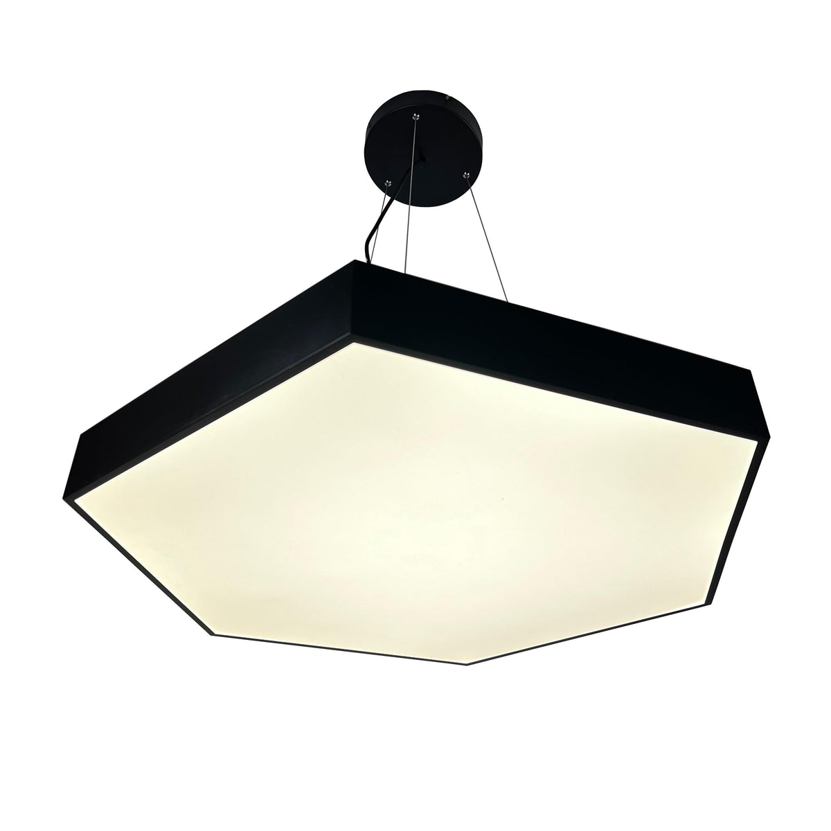 EQ Light Itze 44" Black 162-Watt Integrated LED Hexagonal Pendant