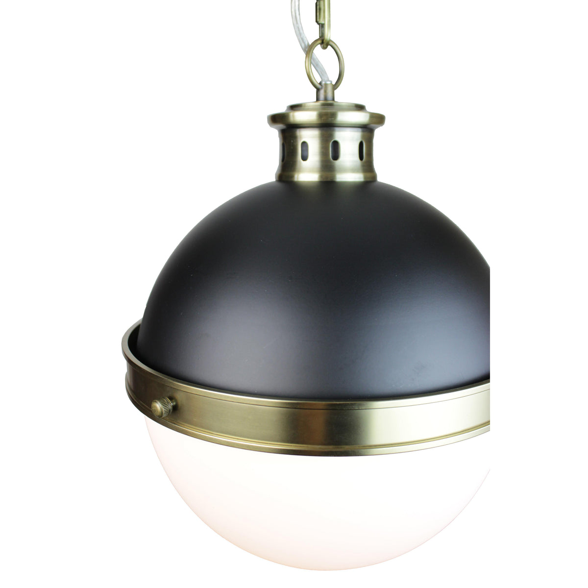 EQ Light Itzen 11" Black & Brass Globe Pendant Light With Glass Shade