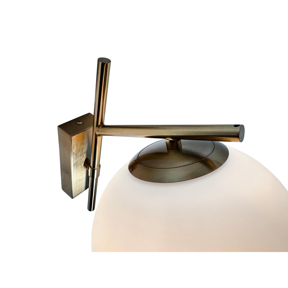 EQ Light Kinich 11" Satin Brass Wall Sconce With White Globe Shade