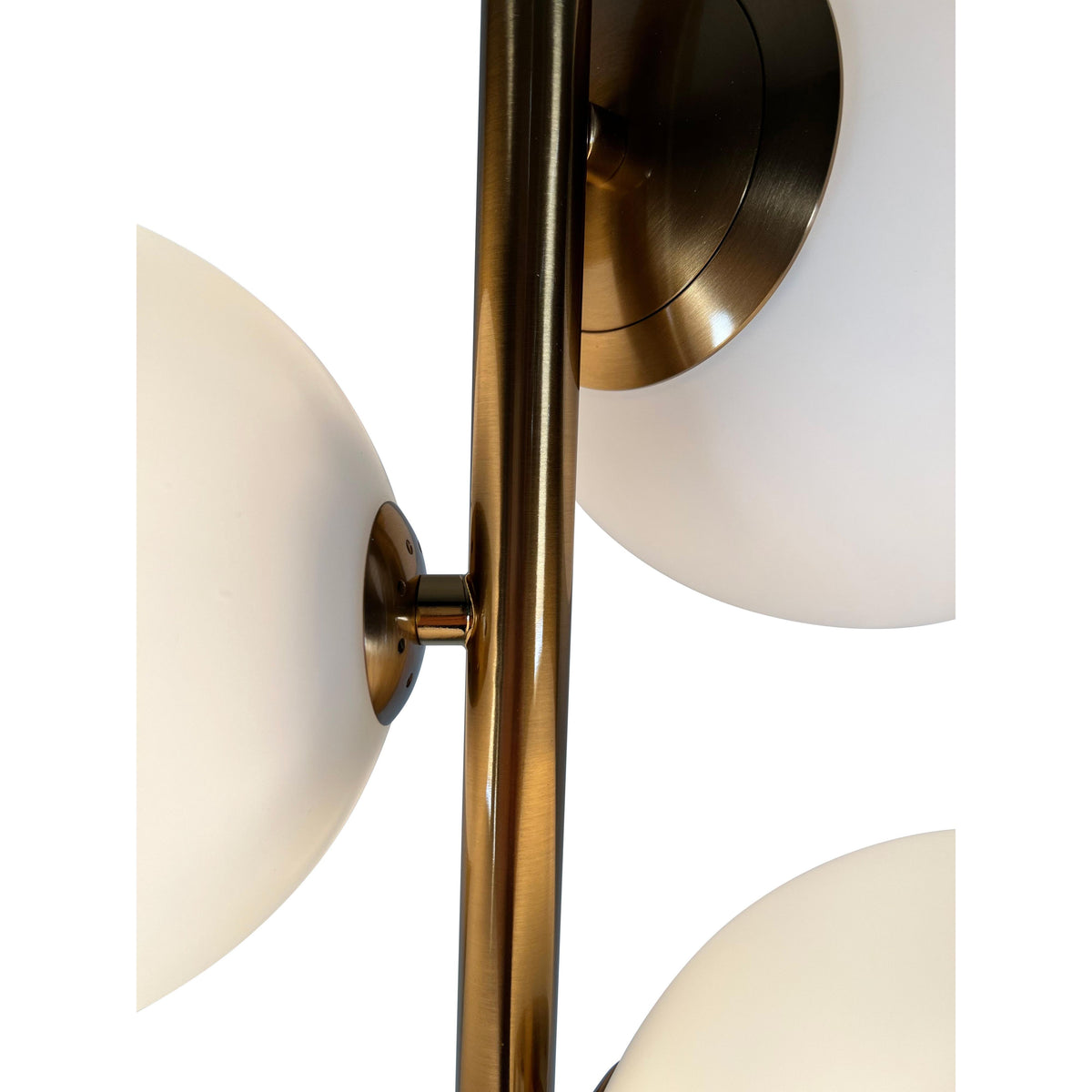 EQ Light Kinich 42" Satin Brass 4-Light Floor Lamp With White Globe Shade