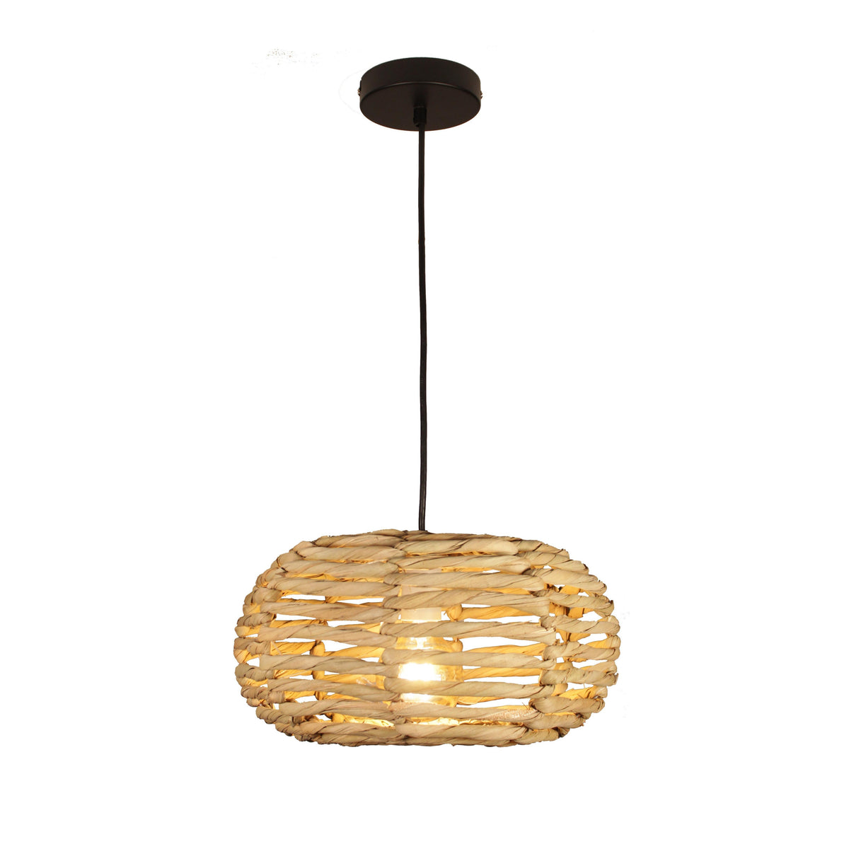EQ Light Maria 14" Beige Oval Pendant Light