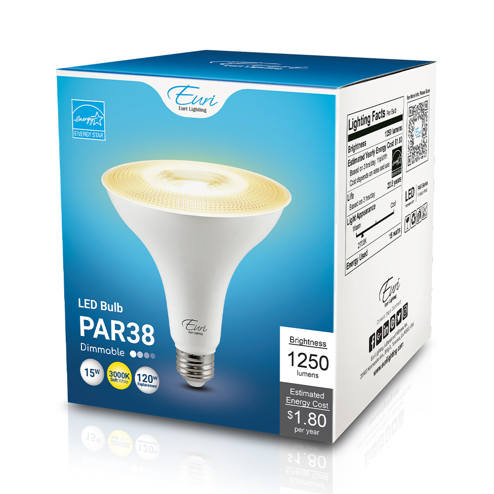 Euri Lighting 15W Dimmable 3000K Long Neck Halogen Look LED Wide Spot Bulb