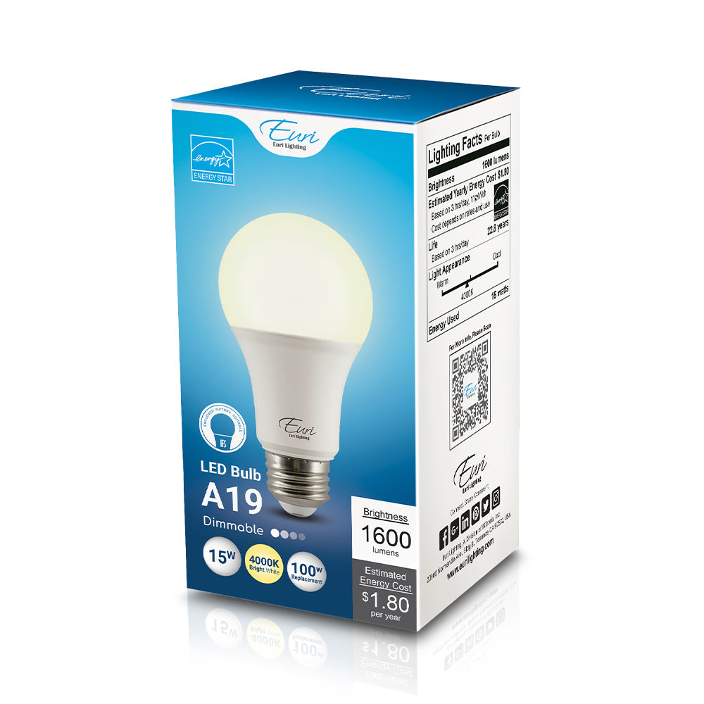 Euri Lighting 15W Dimmable Omni-Directional 4000K LED Light Bulb