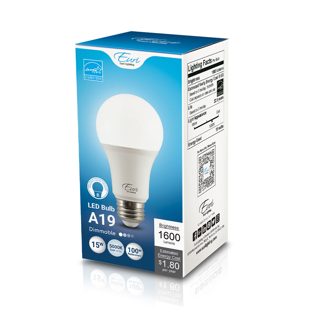 Euri Lighting 15W Dimmable Omni-Directional 5000K LED Light Bulb