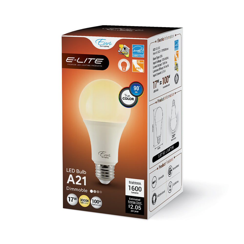 Euri Lighting 17W Omni-Directional Dimmable 3000K LED Bulb