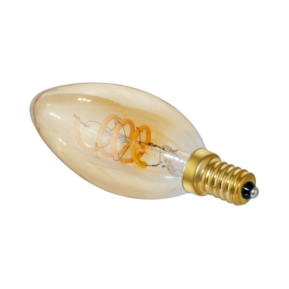 Euri Lighting 3W Omni-Directional Dimmable 2200K Candle Shape LED Filament Bulb With Amber Glass Body