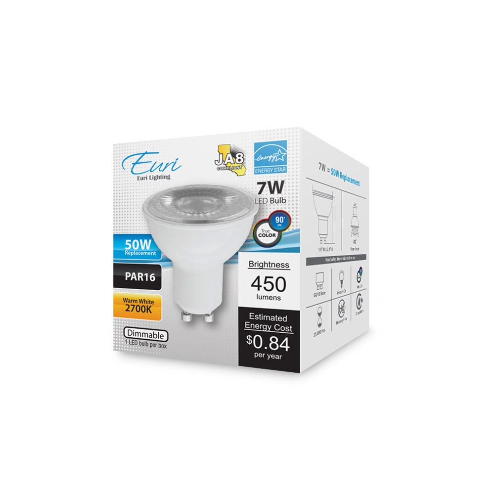 Euri Lighting 7W Dimmable 2700K LED Wide Spot Bulb