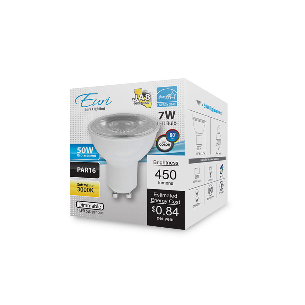 Euri Lighting 7W Dimmable 3000K LED Wide Spot Bulb