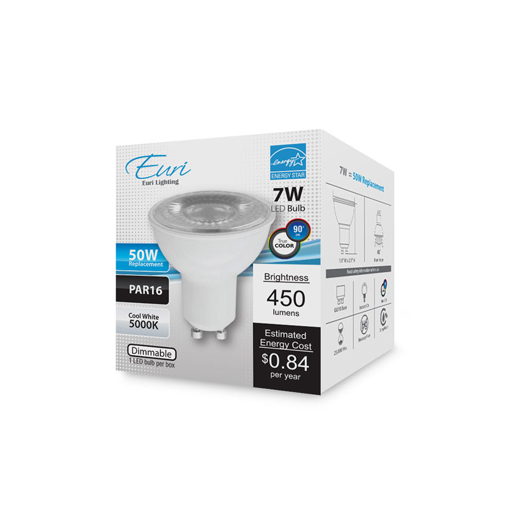 Euri Lighting 7W Dimmable 5000K LED Wide Spot Bulb