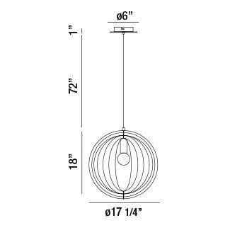 Eurofase Lighting Abruzzo 17" Small Round Dimmable Incandescent Natural Wood Pendant Light With Retractable Rings Shade