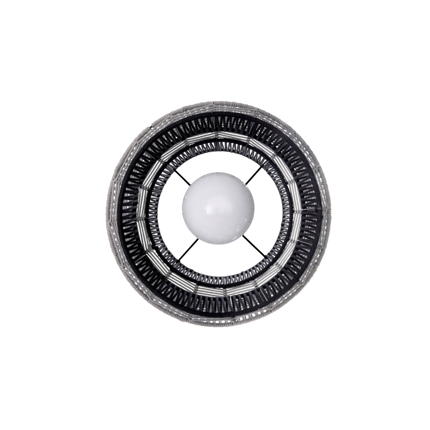 Eurofase Lighting Aden 22" 1-Light Gray Rope Shade Matte Black Pet Weave Outdoor Pendant Light