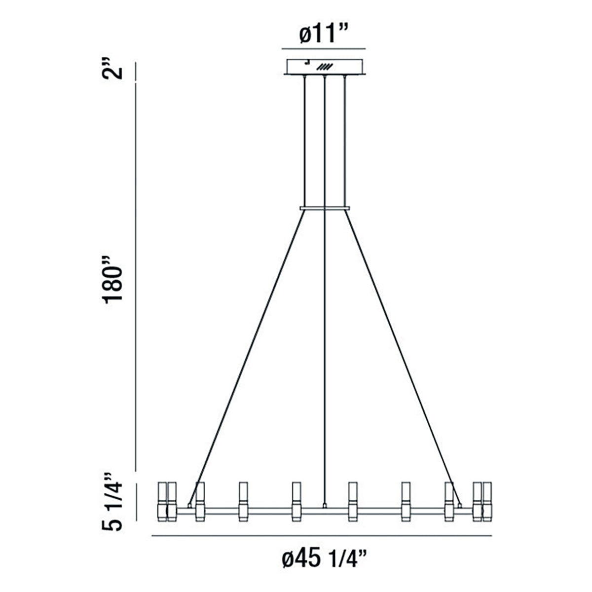 Eurofase Lighting Albany 45" 18-Light Dimmable Integrated LED Brass & Black Chandelier