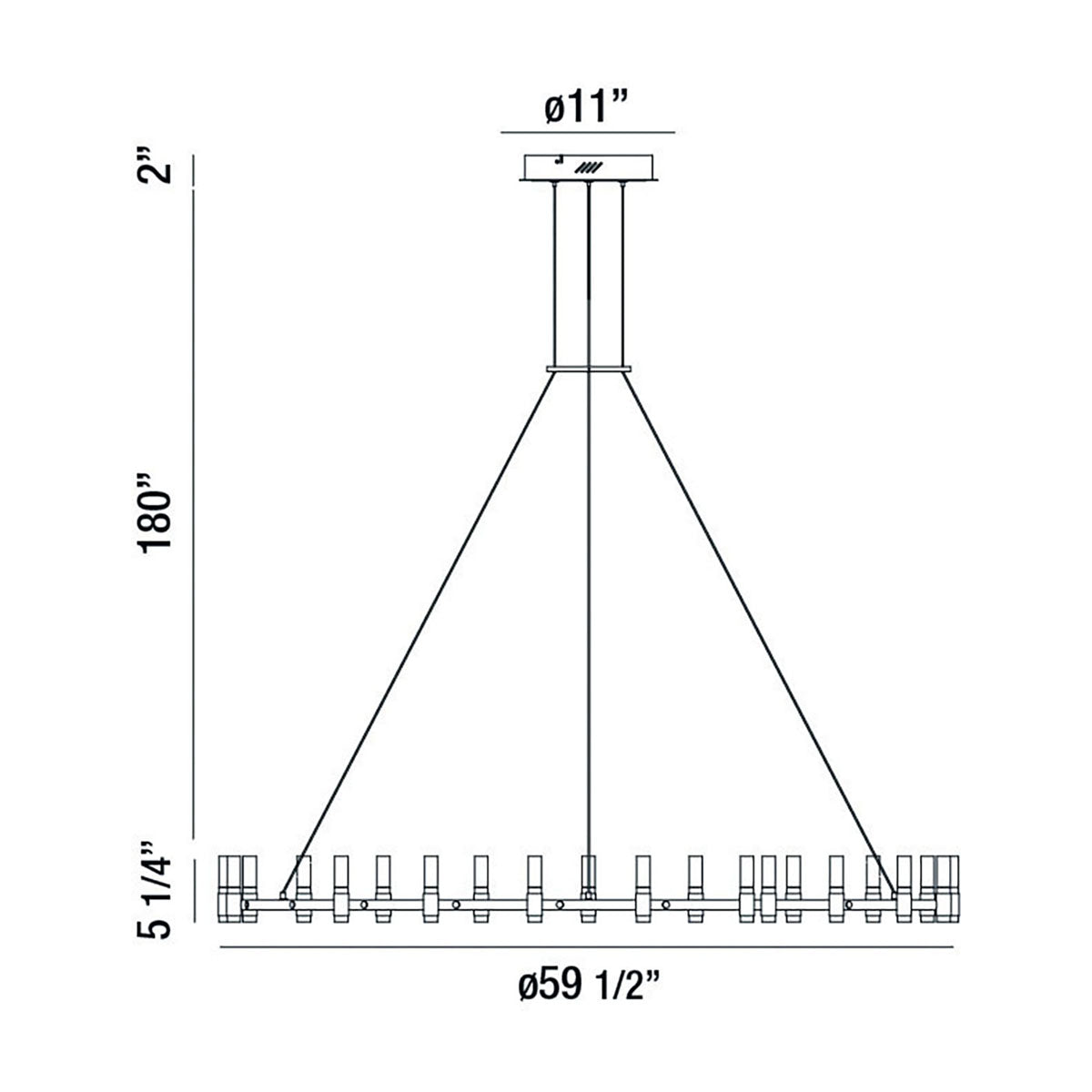 Eurofase Lighting Albany 60" 21-Light Dimmable Integrated LED Brass & Black Chandelier
