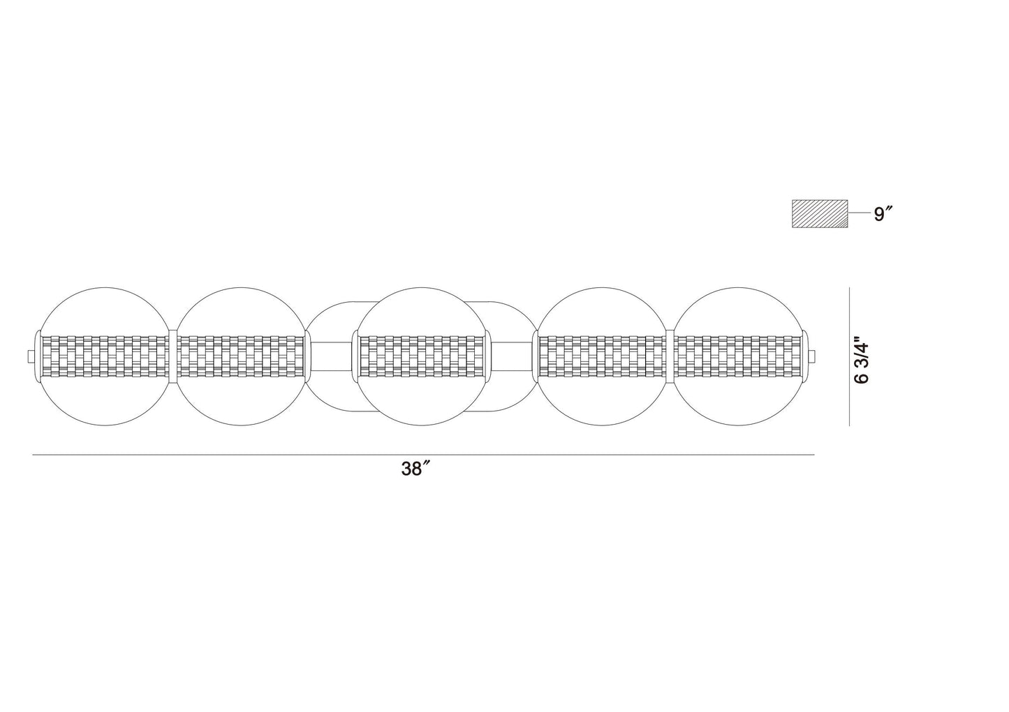 Eurofase Lighting Atomo 38" 5-Light Integrated LED Clear Glass Shade Gold Vanity Light
