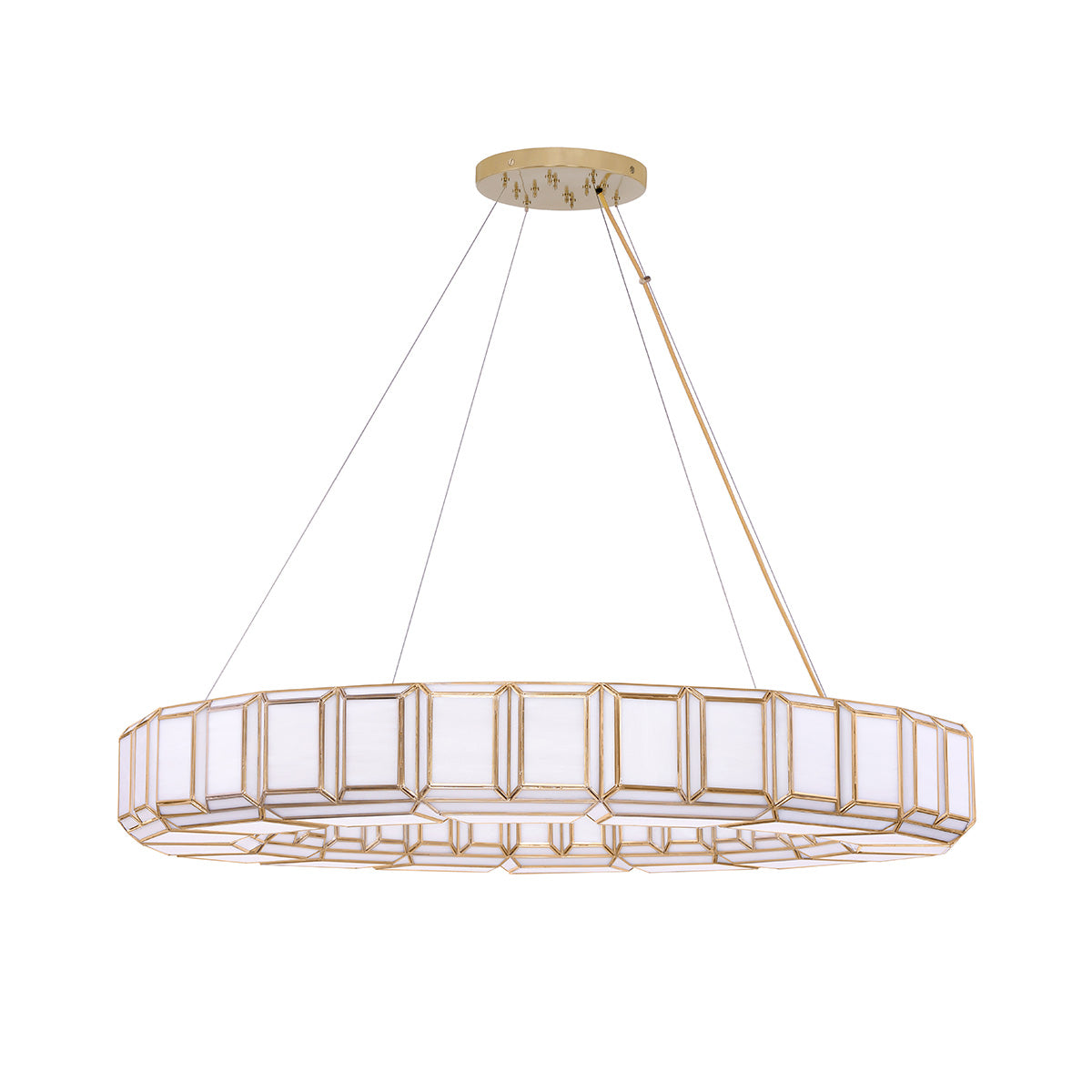 Eurofase Lighting Belmont 48" 16-Light Antique Brass Chandelier With Glass Shades